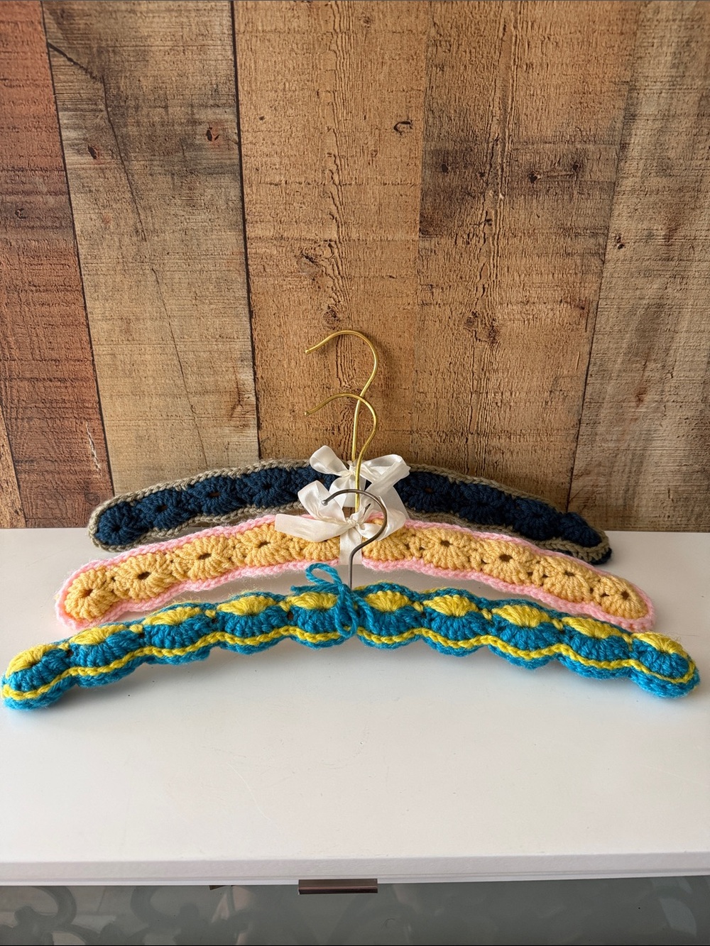 Vintage Crocheted Padded Hangers- Set of 3